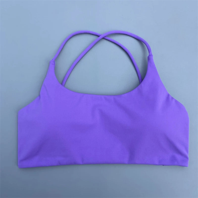 Sutiã esportivo feminino sexy com alças cruzadas nas costas, sutiã fitness de alto impacto para academia, ioga, treino, top curto, colete push up, roupa íntima para corrida