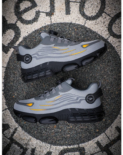 Novos calçados de segurança com botão giratório para homens, anti-esmagamento e anti-furo, calçados de trabalho da moda, calçados esportivos masculinos, botas de segurança e proteção para homens