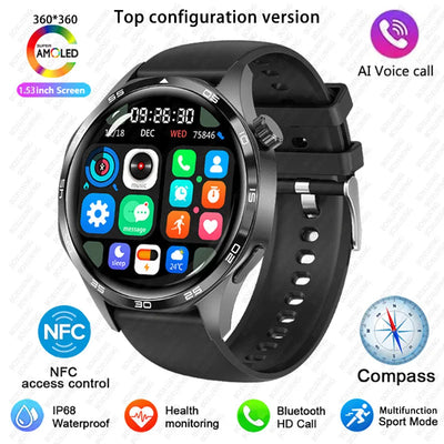 Para Huawei GT5 PRO Smart Watch Men Watch 4 Pro versão atualizada Tela AMOLED HD Bluetooth Chamada GPS NFC Frequência cardíaca SmartWatches