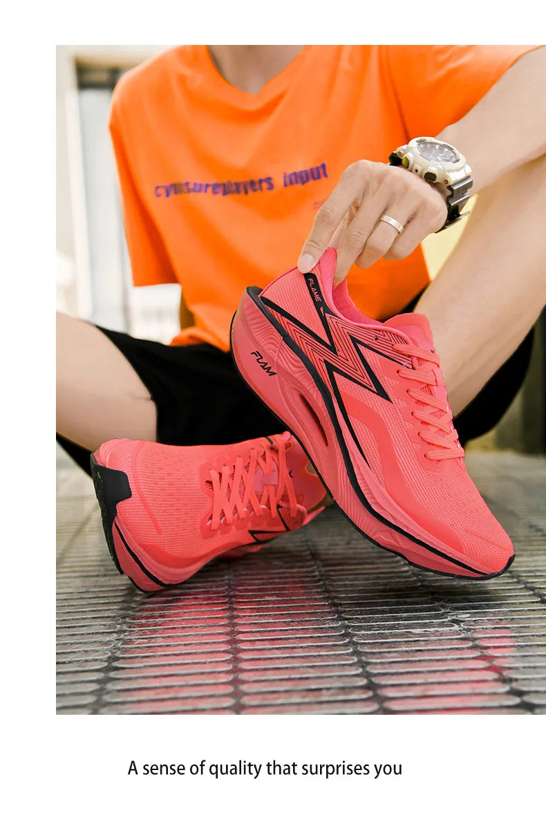 Tênis de corrida esportivos masculinos com almofada de ar de carbono para maratona, respirável, leve e feminino, tênis esportivos confortáveis e antiderrapantes