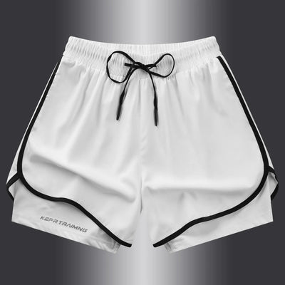 Shorts esportivos casuais anti-exposição de camada dupla masculinos, mais vendidos no verão, para corrida, fitness, calças três quartos