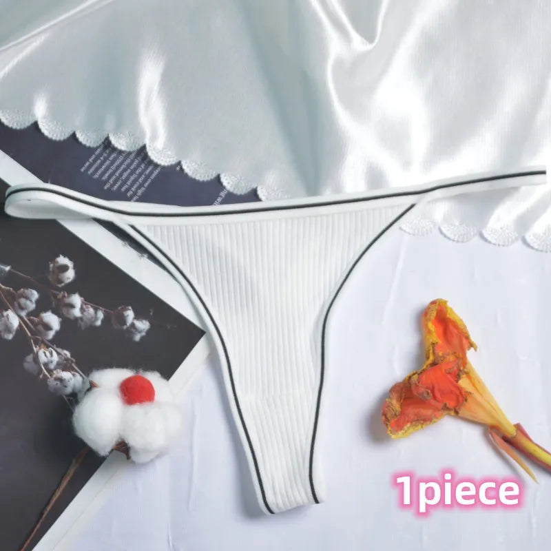 Calcinha feminina de algodão, fio dental sexy, sem costura, invisível, cintura baixa, confortável, cor sólida, fio dental