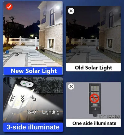 Lâmpada solar LED de 300.000 lm para áreas externas, com sensor de movimento, 4 modos, à prova d'água, IP65, para jardim Light Street Yard Lanter