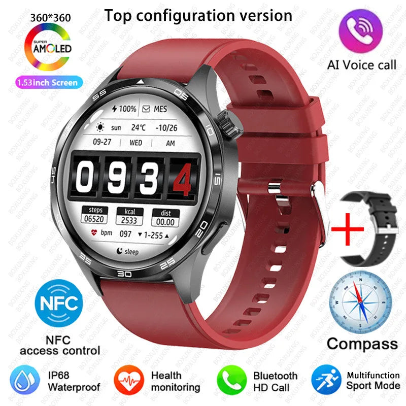 Para Huawei GT5 PRO Smart Watch Men Watch 4 Pro versão atualizada Tela AMOLED HD Bluetooth Chamada GPS NFC Frequência cardíaca SmartWatches