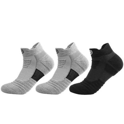 3 pares de meias masculinas de futebol, basquete, esportivas, grossas, com fundo de toalha, respiráveis, meias curtas de cano médio, meias de grife