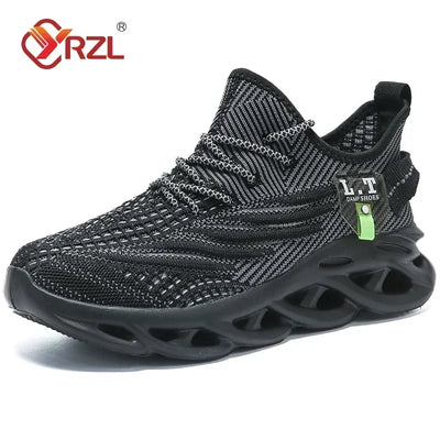 YRZL Tênis Esportivo Masculino Preto para Corrida Tênis Casual para Área Externa Malha Respirável Feminino Leve Absorção de Impacto Tênis Preto