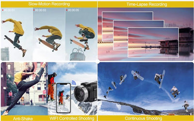 Câmera de vídeo 8K, tela LCD sensível ao toque de 3 polegadas, 60 FPS/64 MP, zoom digital de 18x, gravadora Ultra HD, Wi-Fi, filmadora portátil