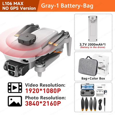 LYZRC L106 / L106MAX HD Câmera Dupla Comutação Motor Brushless RC Drone Dobrável Mini Wifi 2.4GHz 360° Helicóptero OAS Inteligente