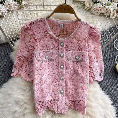 Elegante vestido longo de pérolas, conjunto feminino de 2 peças, manga curta, flor, bordado, camisa de renda, saia midi evasê