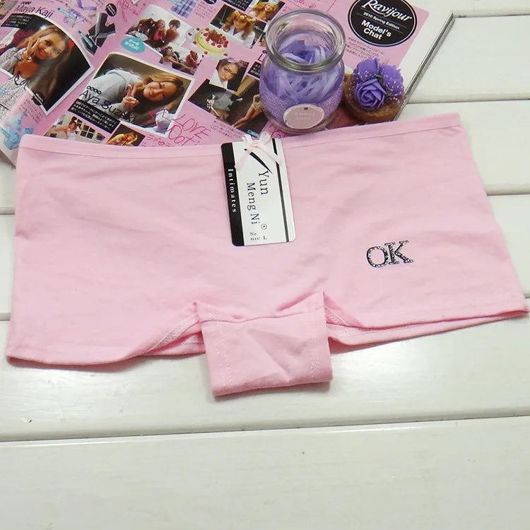 Calcinha boxer de algodão feminina, roupa íntima de segurança, calcinha feminina estampada, lingerie feminina, íntima, 5 peças/lote