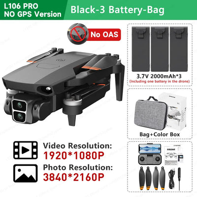 LYZRC L106 / L106MAX HD Câmera Dupla Comutação Motor Brushless RC Drone Dobrável Mini Wifi 2.4GHz 360° Helicóptero OAS Inteligente