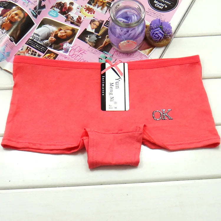 Calcinha boxer de algodão feminina, roupa íntima de segurança, calcinha feminina estampada, lingerie feminina, íntima, 5 peças/lote