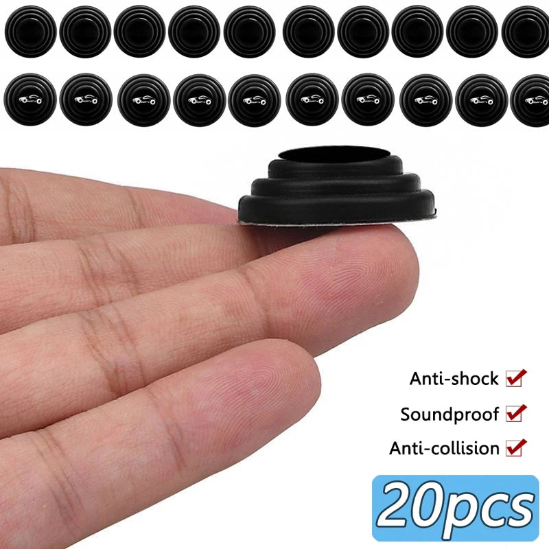 20 peças de almofadas antichoque de silicone para porta de carro, universal, isolamento acústico, adesivos de almofada espessante, juntas anti-riscos