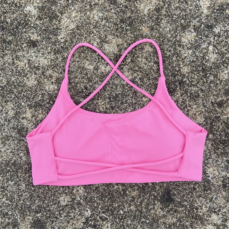 Sutiã esportivo feminino sexy com alças cruzadas nas costas, sutiã fitness de alto impacto para academia, ioga, treino, top curto, colete push up, roupa íntima para corrida