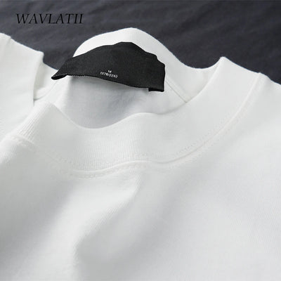 WAVLATII Camisetas grandes de verão para mulheres e homens, marrom, casual, feminina, coreana, streetwear, unissex, básica, lisa, jovem, descolada
