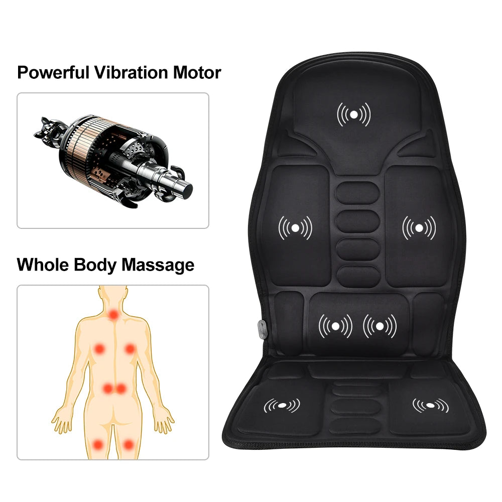 Almofada de cadeira massageadora com aquecimento elétrico, vibração cervical, pescoço, costas, almofada de massagem para carro, casa, colchão lombar