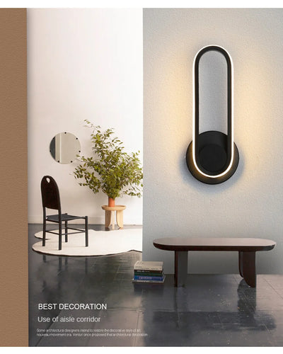Luminária de parede LED giratória moderna para corredor, escada, quarto, cabeceira, sala de jantar, varanda, iluminação interna, arandela