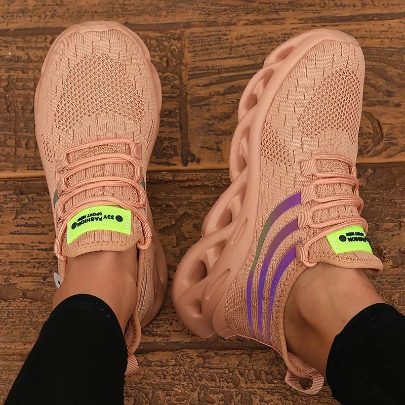 Sapatos casuais masculinos com design de malha moderno e cadarços ajustáveis, calçados esportivos leves e duráveis para uso diário