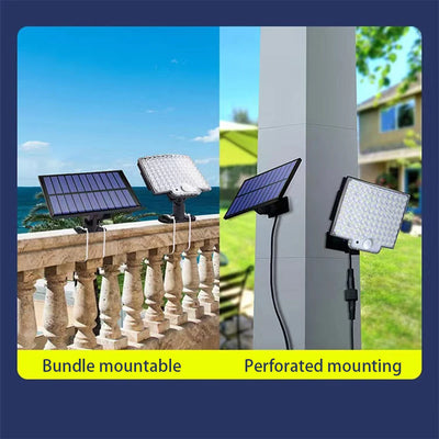 Luz solar dividida 106LED para áreas externas, à prova d'água, com sensor de movimento, holofote com controle remoto, 3 modos para pátio, garagem e quintal