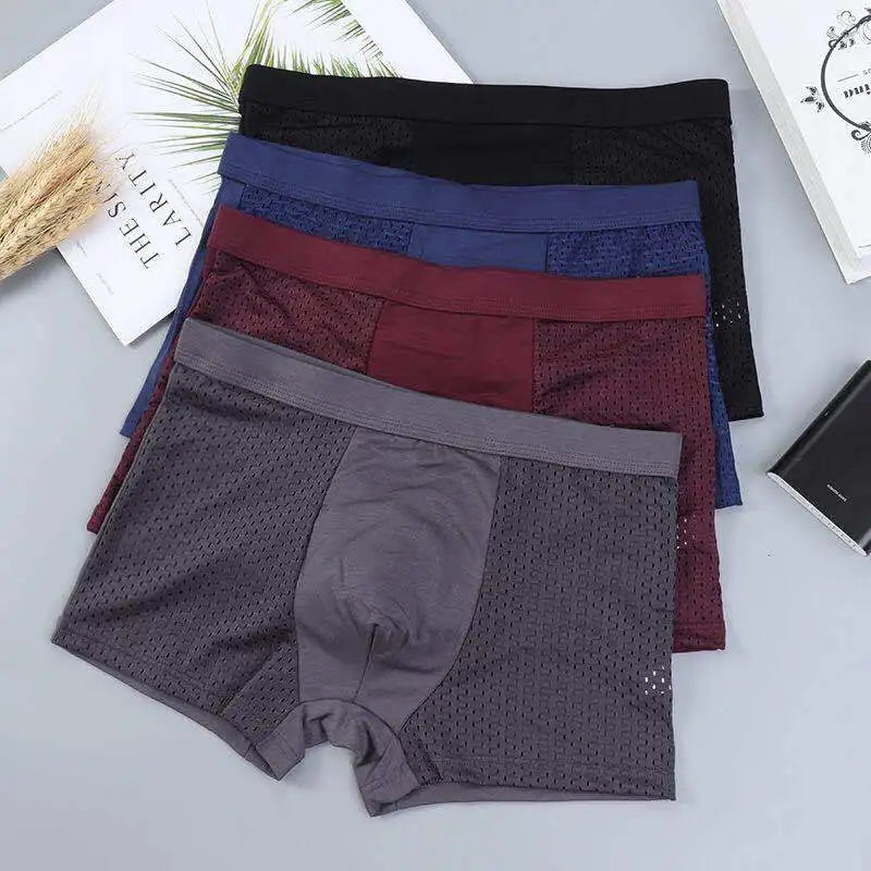 4 peças Banboo Fibra Cueca Masculina Boxer Masculino Calcinha Sólida Shorts Cuecas Masculinas Respirável Íntimo Boxers Masculinos 4 peças