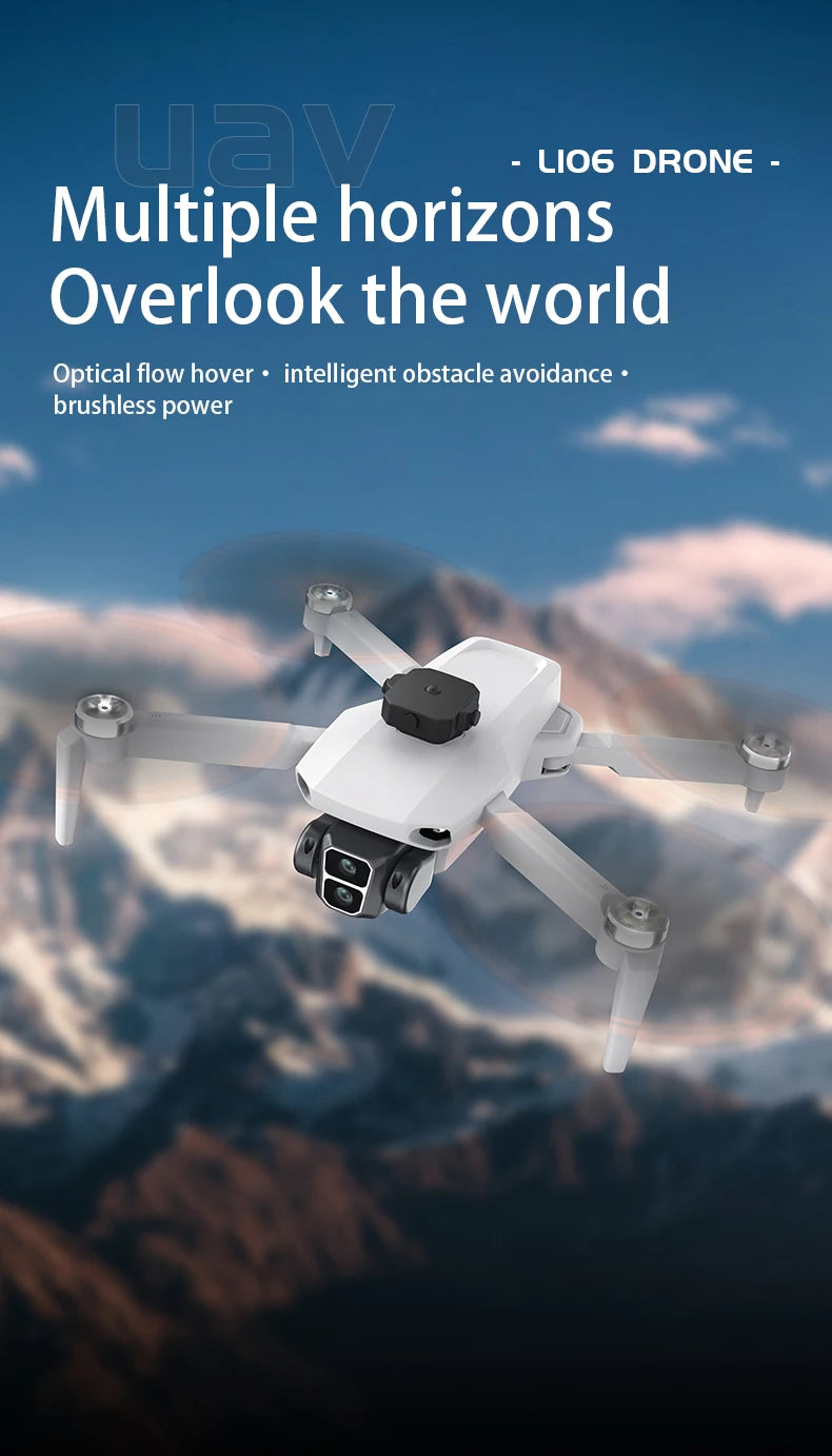 LYZRC L106 / L106MAX HD Câmera Dupla Comutação Motor Brushless RC Drone Dobrável Mini Wifi 2.4GHz 360° Helicóptero OAS Inteligente