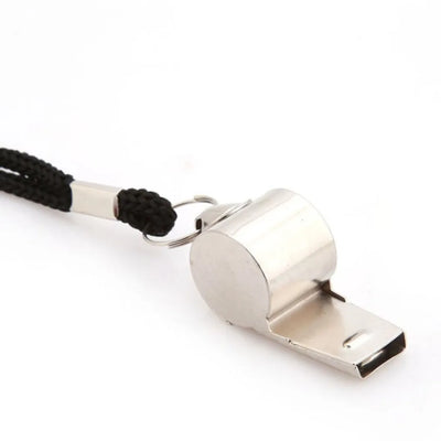 Apito de aço inoxidável para árbitro esportivo de rúgbi, apito de metal com corda para festa, treinamento, futebol, basquete, ferramenta para líderes de torcida