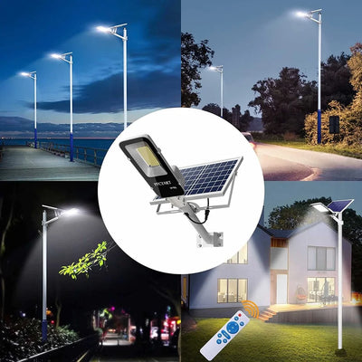 Luz solar potente de 200 W, luz de rua solar externa, 6000 mAh, à prova d'água, automática, do anoitecer ao amanhecer, para garagem e jardim