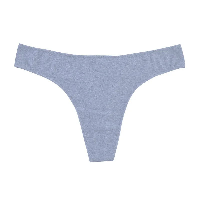 Calcinha fio dental feminina de algodão 6 peças, esportiva, respirável, cintura baixa, lingerie sexy feminina, cor sólida, fio dental