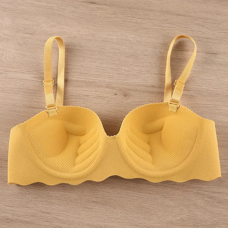 Sutiãs sensuais push up, roupa íntima sem costura para mulheres, cor sólida, lingerie sem fio, peça única, alças conversíveis, sutiã