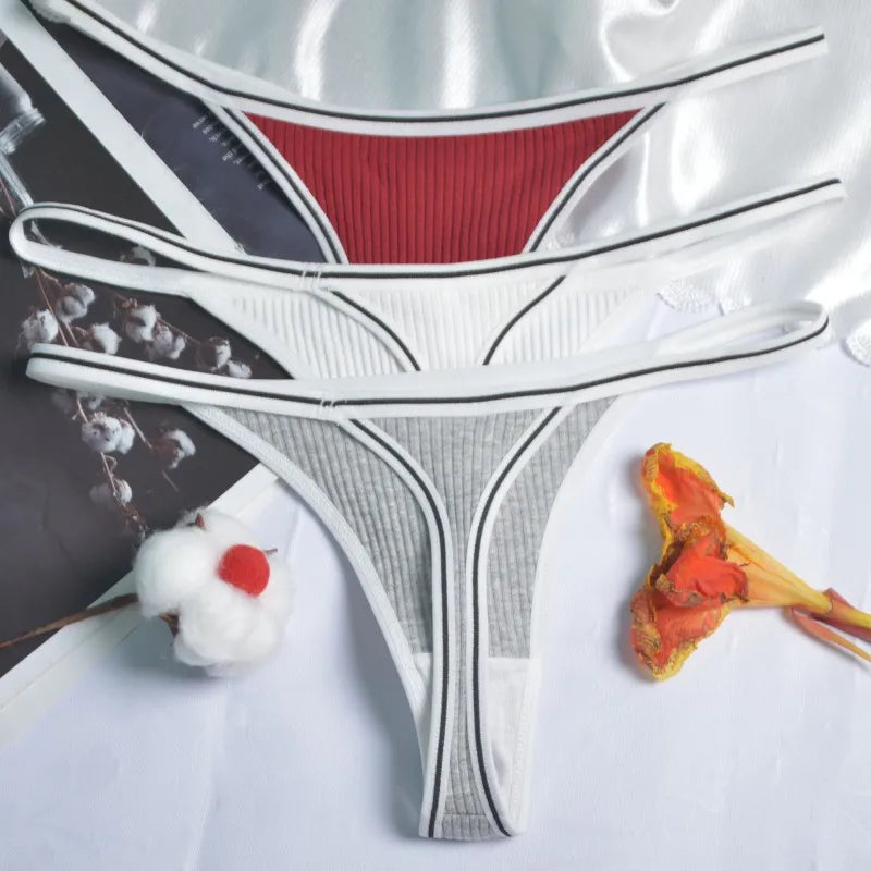 Calcinha feminina de algodão, fio dental sexy, sem costura, invisível, cintura baixa, confortável, cor sólida, fio dental