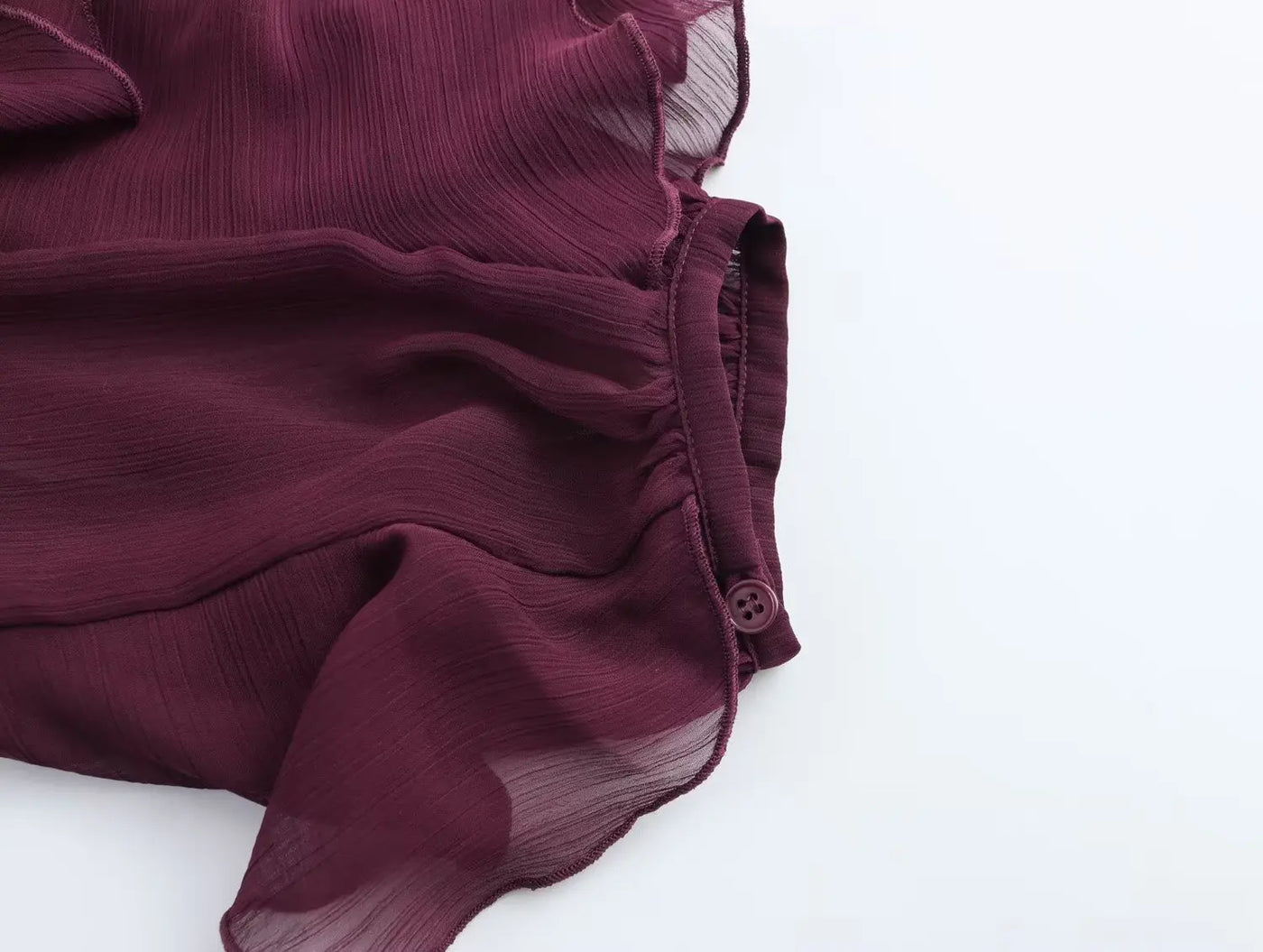 Camisas femininas elegantes, soltas, de manga comprida, em camadas, para escritório, vintage, com decote em V, translúcidas, com babados em camadas, verão 2025