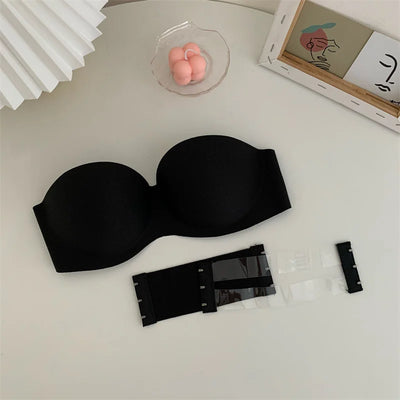 Sutiã sexy invisível sem alças, sólido, para mulheres, verão, novo, antiderrapante, sexy, push-up, roupa íntima confortável para vestido, sutiãs