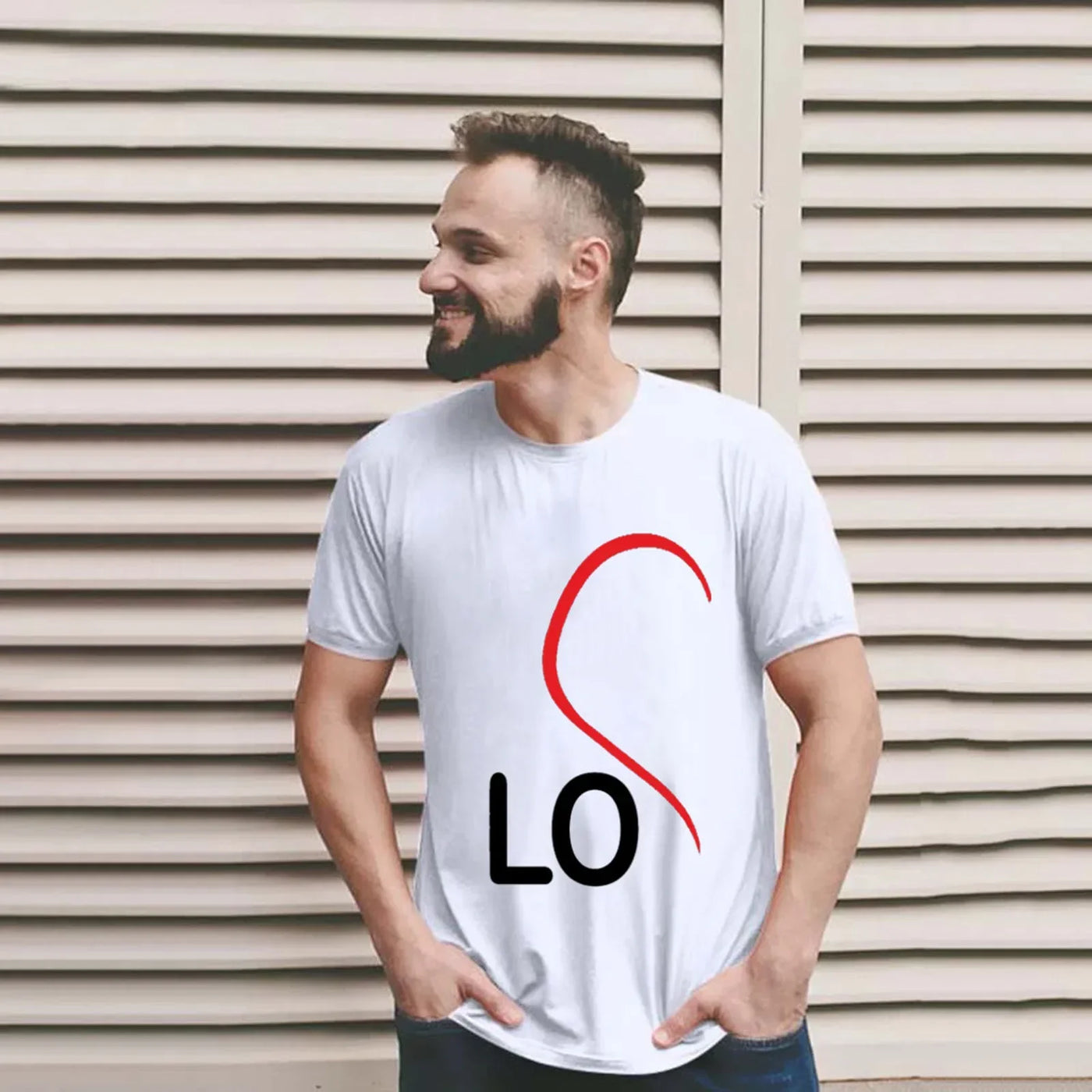 Camiseta Love Letter Combine, camiseta para casal, patchwork de coração, gola redonda, manga curta, Valentine's Day Gift For Partner