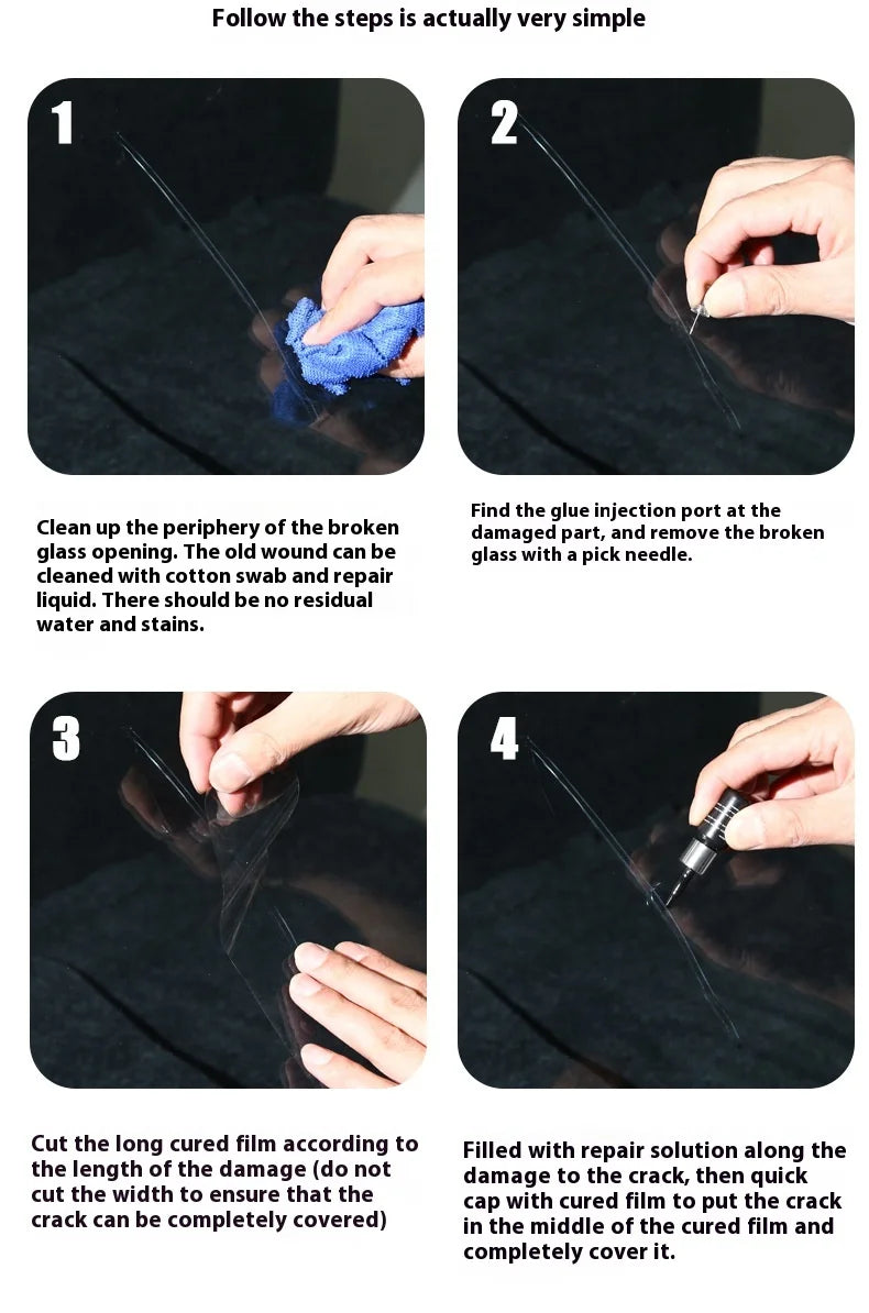 Ferramenta de reparo de para-brisa de carro rachado Kit de reparo de tela de celular faça você mesmo para janela de carro Cola de cura de vidro Restauração de arranhões e rachaduras em vidros automotivos