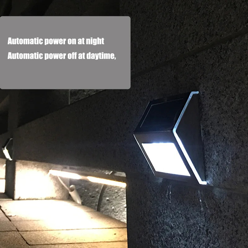 Luz de degrau 3LED de aço inoxidável, luzes solares para cerca, à prova d'água, lâmpadas de parede LED para áreas externas, luzes de deck para escada, jardim, cerca, pátio