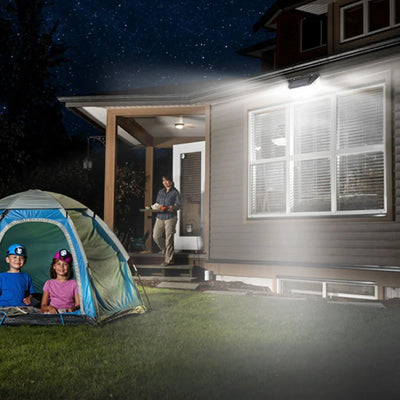 Lâmpada solar multifuncional para decoração de jardim externo, luz LED solar à prova d'água, holofote alimentado por luz solar com sensor de movimento