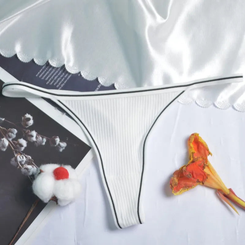 Calcinha feminina de algodão, fio dental sexy, sem costura, invisível, cintura baixa, confortável, cor sólida, fio dental