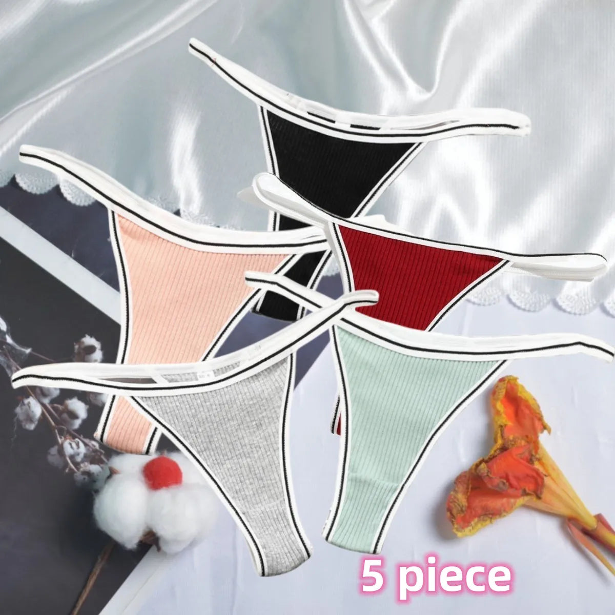 Calcinha feminina de algodão, fio dental sexy, sem costura, invisível, cintura baixa, confortável, cor sólida, fio dental