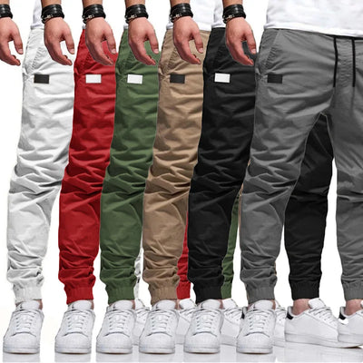 Calça cargo longa masculina de cor sólida, nova coleção outono 2019, calça de moletom masculina de alta qualidade, calça esportiva branca casual, roupas de grife