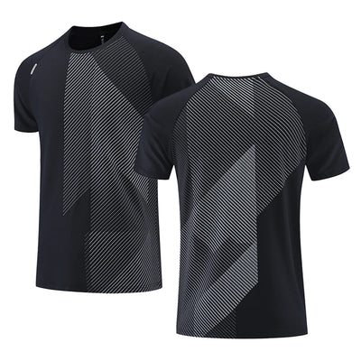 Camiseta fitness masculina de verão, respirável, manga curta, gola redonda, camiseta justa, roupa de ginástica, roupa esportiva para atividades ao ar livre