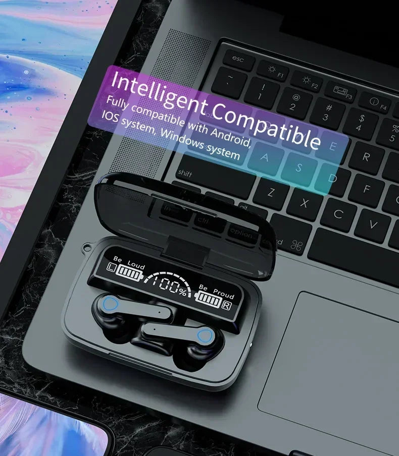 Fones de ouvido M19 TWS Fone de ouvido M10 com controle de toque inteligente sem fio Bluetooth Fones de ouvido à prova d'água com tela LED e microfone