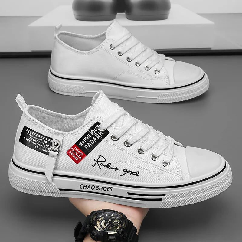 Sapatos casuais masculinos de lona, tênis masculinos respiráveis, calçados esportivos masculinos, sapato de tecido preto, tendência, letra, sapato masculino, tênis de cano baixo