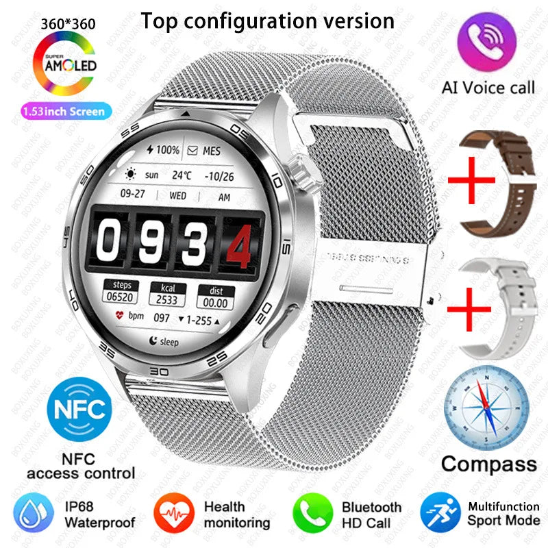 Para Huawei GT5 PRO Smart Watch Men Watch 4 Pro versão atualizada Tela AMOLED HD Bluetooth Chamada GPS NFC Frequência cardíaca SmartWatches