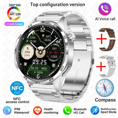 Para Huawei GT5 PRO Smart Watch Men Watch 4 Pro versão atualizada Tela AMOLED HD Bluetooth Chamada GPS NFC Frequência cardíaca SmartWatches