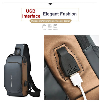 Geestock Bolsa transversal antifurto para mulheres e homens, multifuncional, com carregamento USB, bolsa de ombro, mensageiro, bolsa de viagem tipo tiracolo