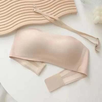 Sutiã sem costura sexy, sutiã invisível sem alças, roupa íntima feminina fina, antiderrapante, push up, lingerie feminina sem fio