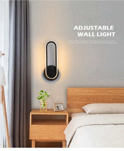 Luminária de parede LED giratória moderna para corredor, escada, quarto, cabeceira, sala de jantar, varanda, iluminação interna, arandela