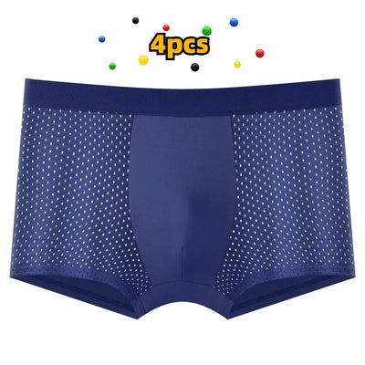 4 peças Banboo Fibra Cueca Masculina Boxer Masculino Calcinha Sólida Shorts Cuecas Masculinas Respirável Íntimo Boxers Masculinos 4 peças