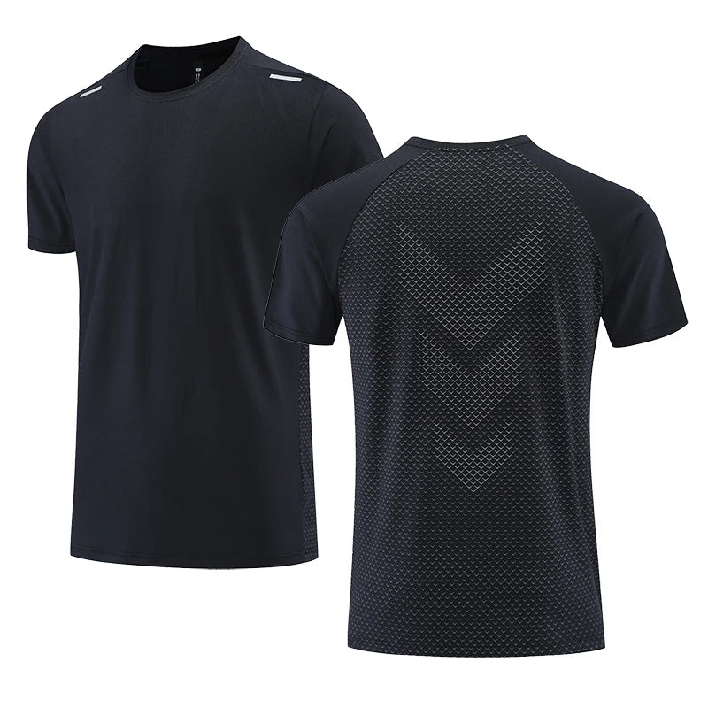 Camiseta fitness masculina de verão, respirável, manga curta, gola redonda, camiseta justa, roupa de ginástica, roupa esportiva para atividades ao ar livre