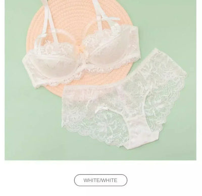 MOYISU Sutiã de renda romântica francesa confortável, respirável, sexy e fino, coleção Pure Desire Girls, roupa íntima super bonita